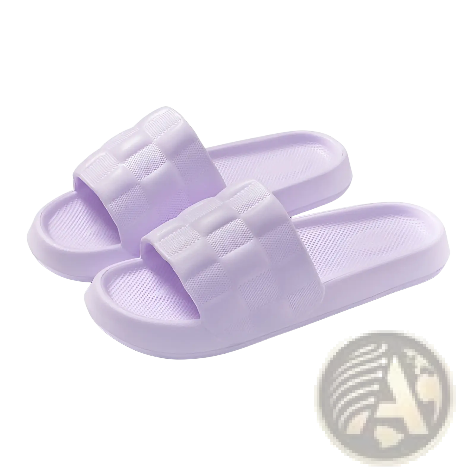 Light purple quilted eva soft sole breathable slide sandals with textured plastic strap design