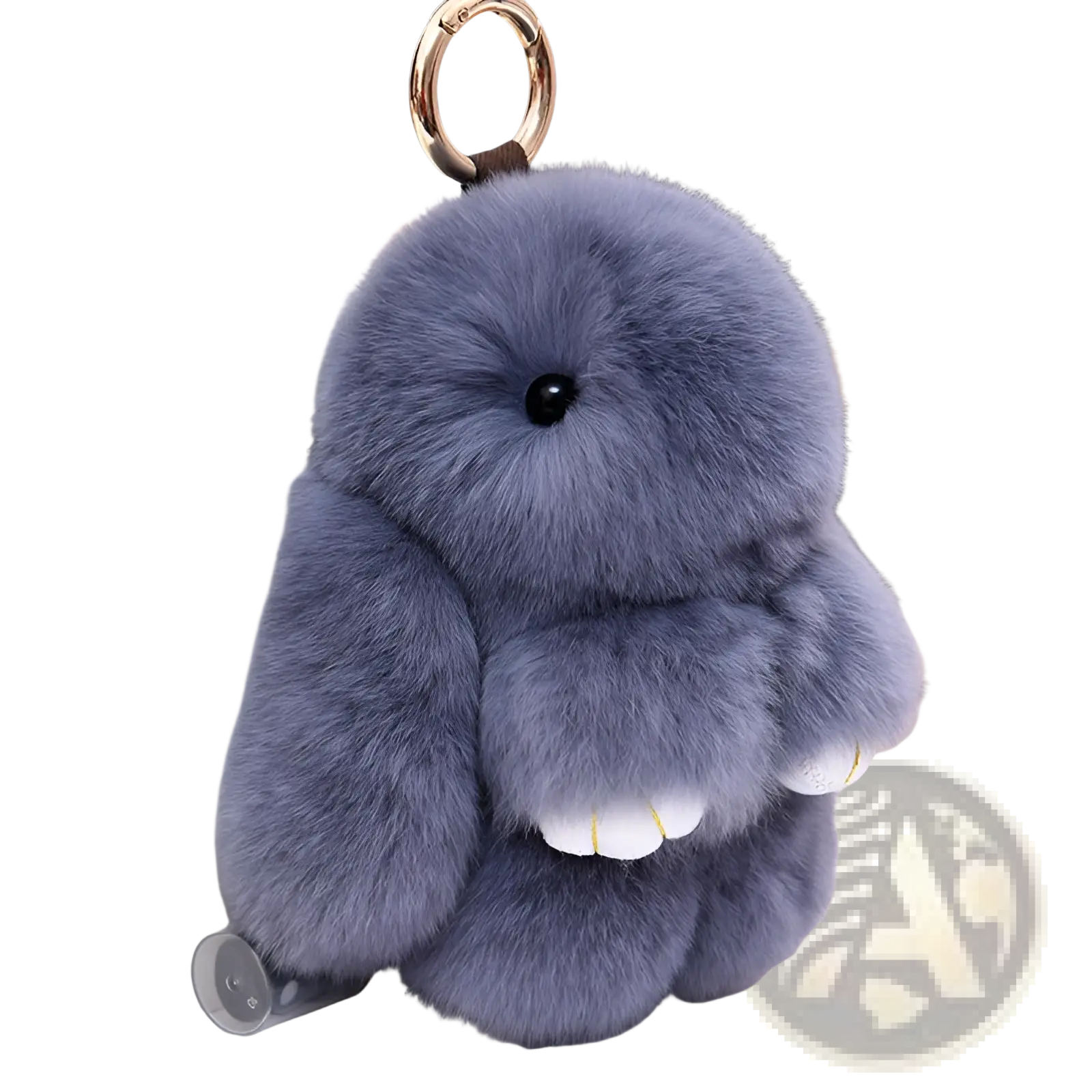 Gray soft plush rabbit keychain with black bead eyes and white paw details 15cm soft fuzzy animal pendant
