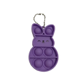 Purple rabbit pop it fidget keychain made of silicone with a silver chain for portable sensory play