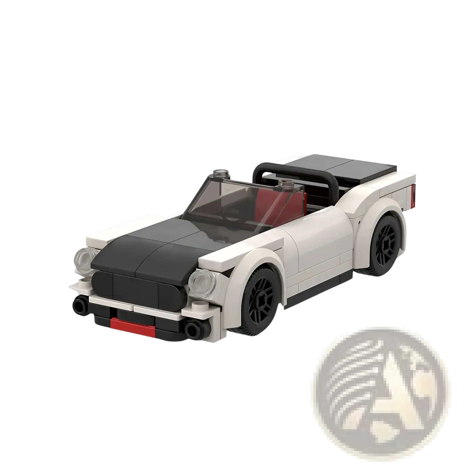 White and black lego convertible sports car with red interior accents from racing car building blocks moc educational toy set