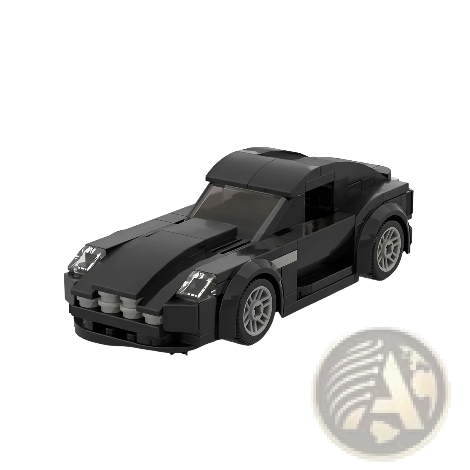 Black lego technic sports car model with sleek aerodynamic design and silver accented wheels from racing car building blocks moc educational toy set