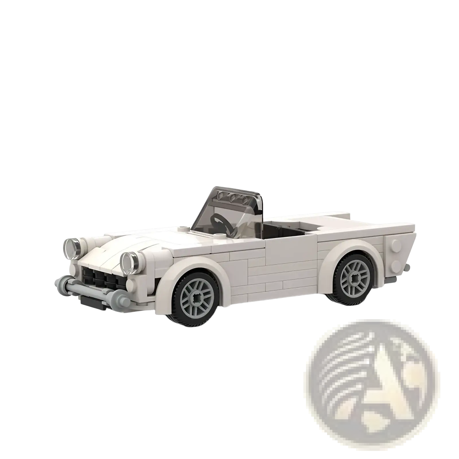 White lego model of a classic convertible sports car from racing car building blocks moc educational toy set