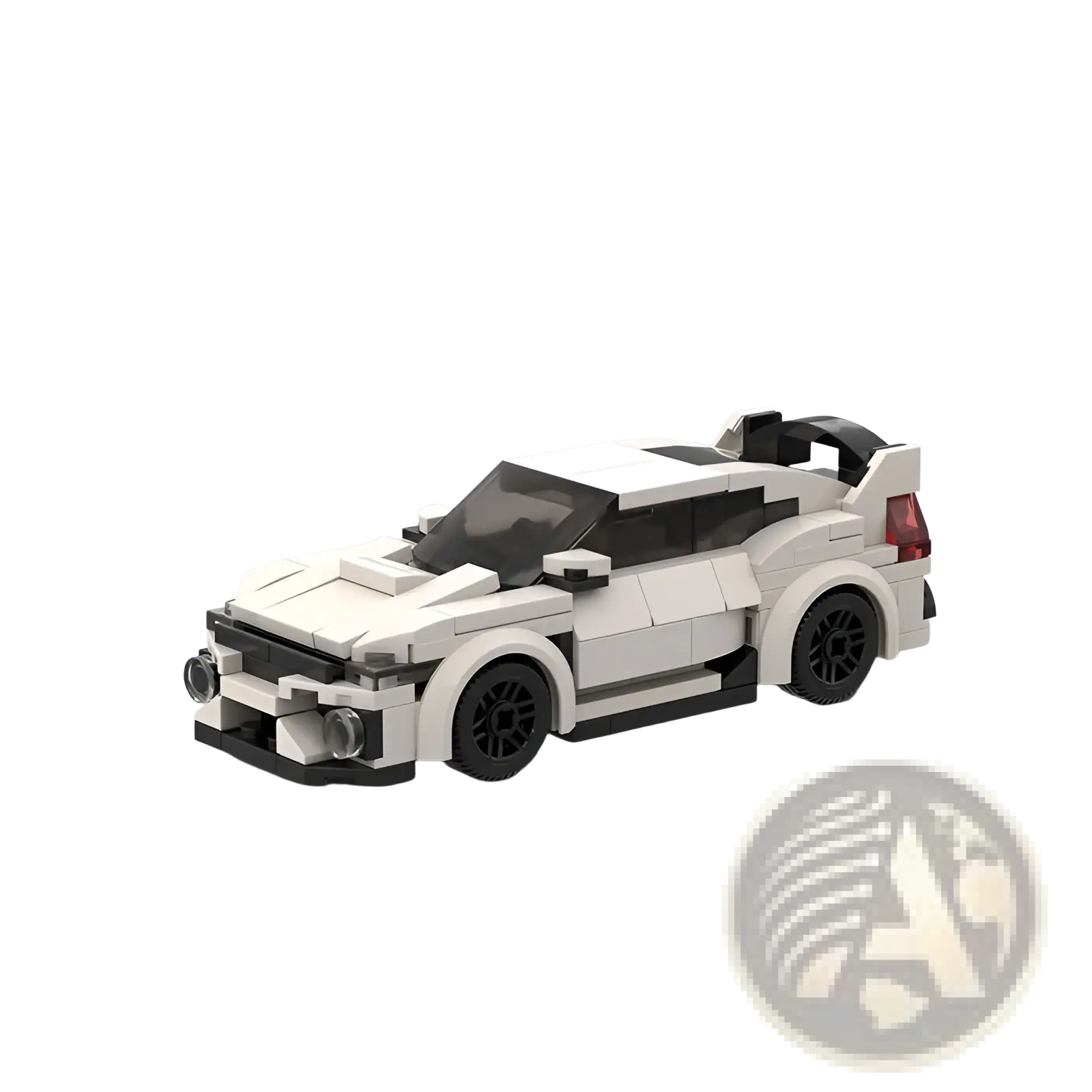 White and black lego technic rally car model with sleek sporty design from racing car building blocks moc educational toy set