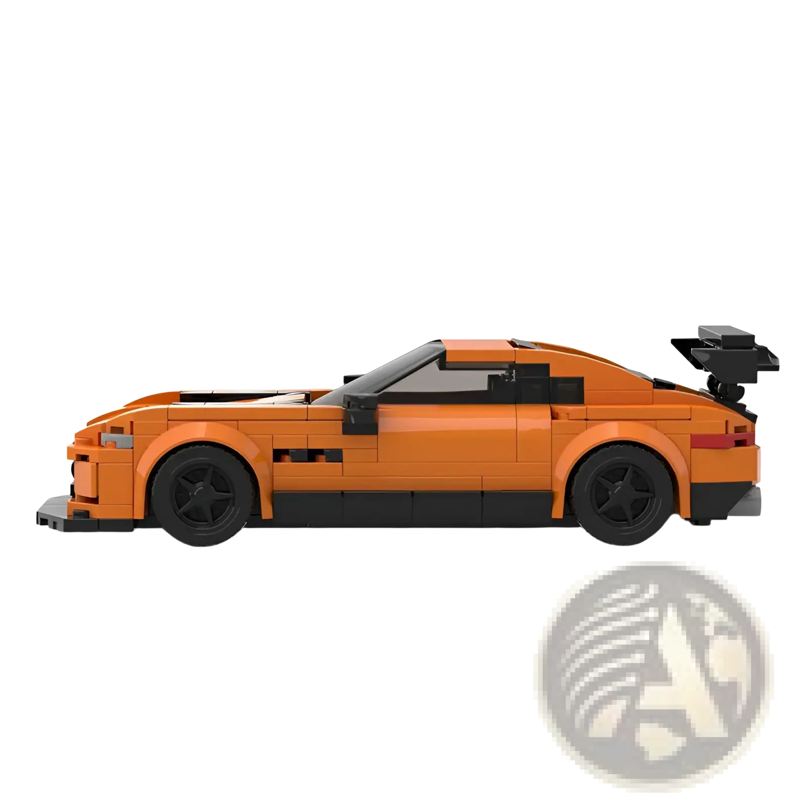 Orange and black lego sports car model with sleek aerodynamic design from racing car model building kit 320 piece sports car toy