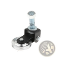 Black and silver metal rack mounted gym pulley block with threaded bolt assembly for diy fitness equipment use