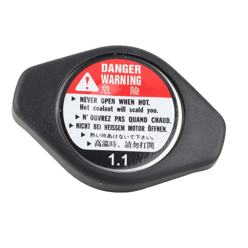 Black plastic radiator cap with red and white multilingual warning label for radiator cap 19045 paa a01 for acura chevrolet lexus
