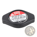 Black plastic radiator cap 19045 paa a01 with red and white multilingual warning label for Acura Chevrolet Lexus vehicles