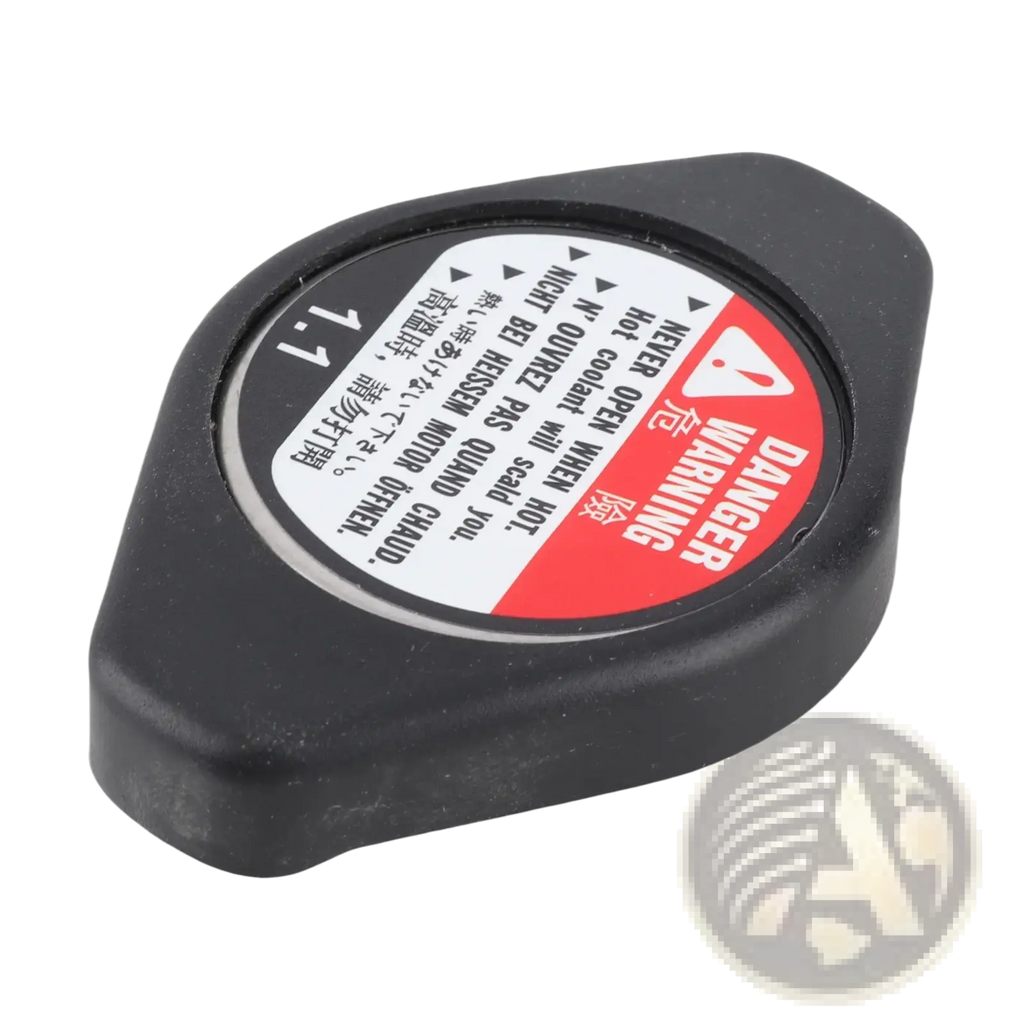 Black plastic radiator cap 19045 paa a01 with circular multilingual warning label for acura chevrolet lexus vehicles