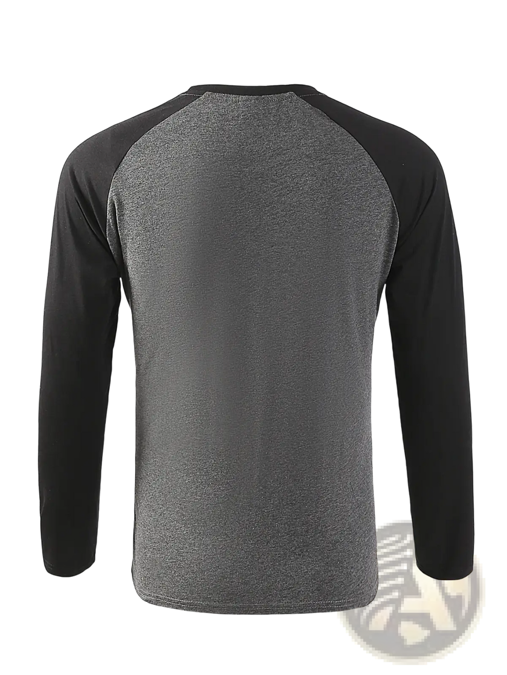 Black and heather gray raglan long sleeve casual men spring top with contrasting sleeves in cotton fabric