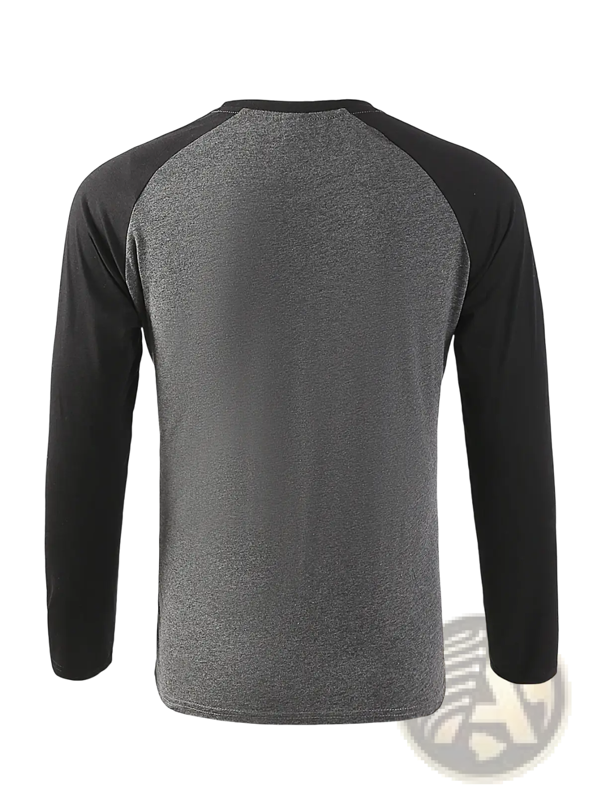 Black and heather gray raglan long sleeve casual men spring top with contrasting sleeves in cotton fabric