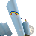 Light blue sheer rainbow blackout curtains for kids room with colorful cloud and rainbow patterns