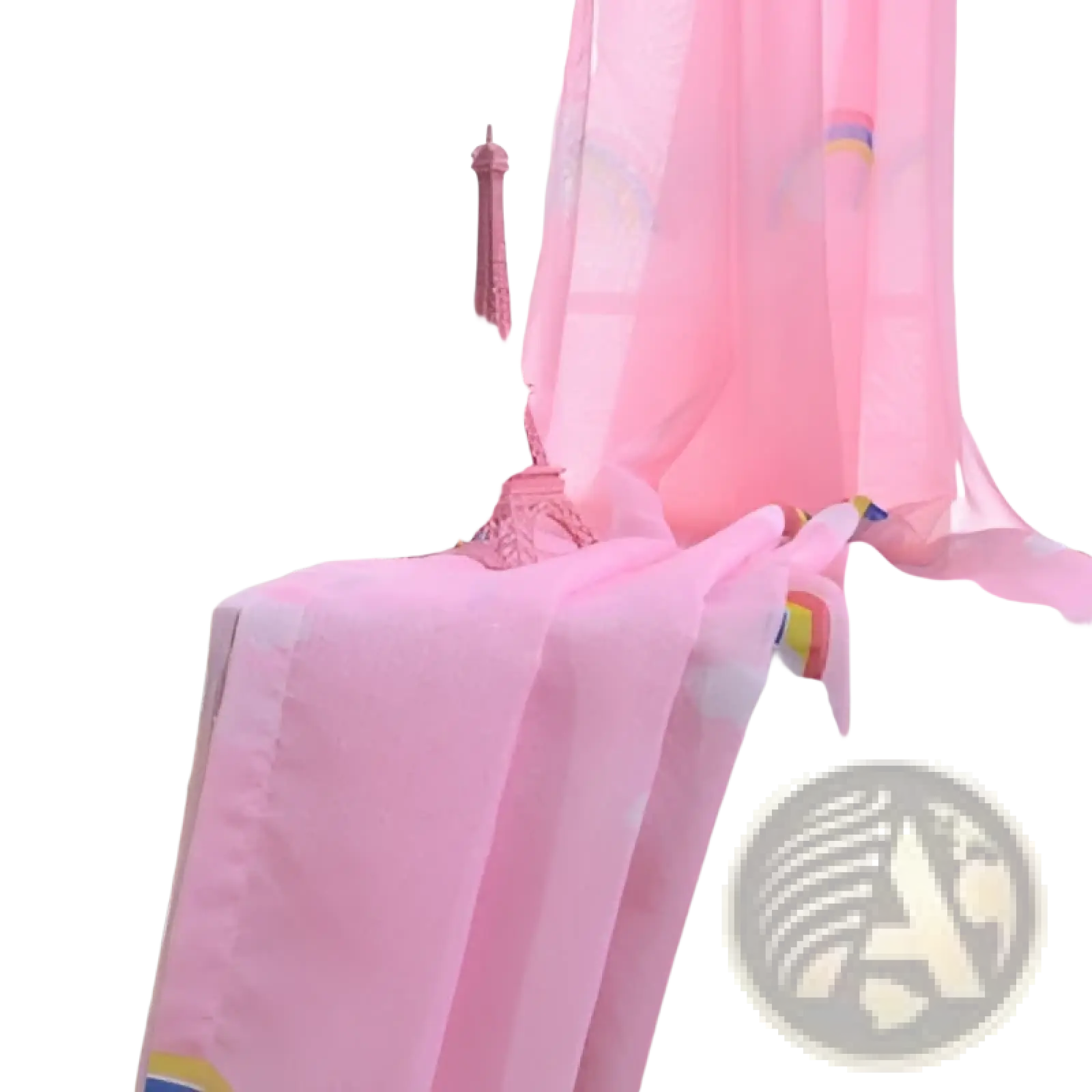 Pink sheer curtain with rainbow trim and subtle embroidery from rainbow blackout and sheer curtains for kids room