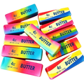 Rainbow-colored salted butter sticks labeled 4oz butter on vibrant gradient wrappers for rainbow butter squishy stress relief toy