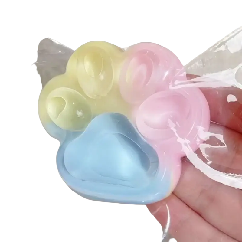 Pastel-colored silicone rainbow cat claw squishy fidget toy with soft, smooth, and squishy texture for stress relief
