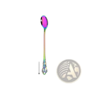 A 17.7cm rainbow stainless steel spoon with iridescent finish and ornate handle from the floral flatware set