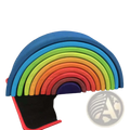 Rainbow wooden stacking arch bridge 12 piece puzzle toy with colorful smooth painted primary and secondary arcs