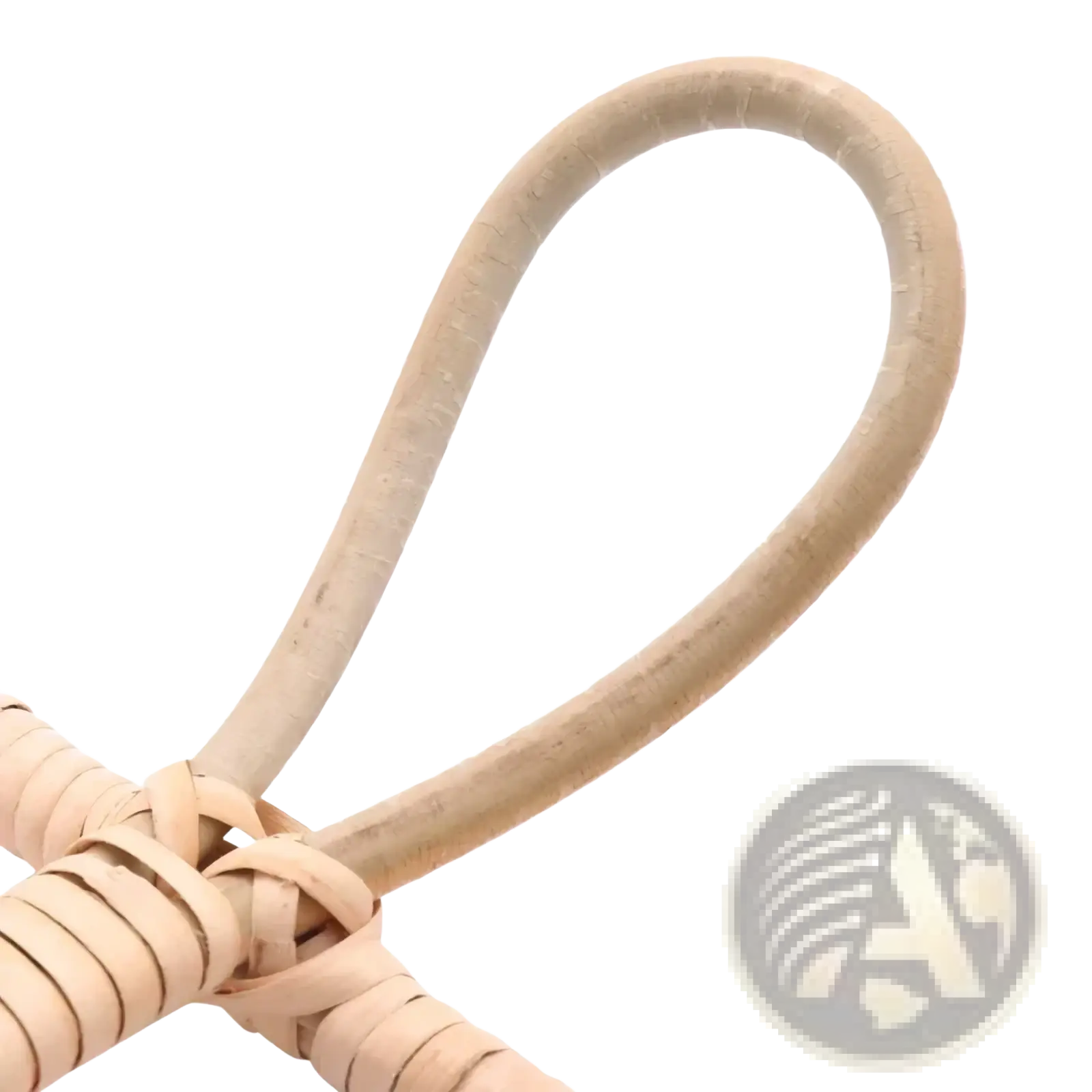 Natural beige rattan handle with woven textured design on rattan 5 hook kids wall hanger organizer