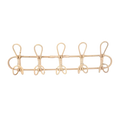 Natural-toned rattan 5 hook kids wall hanger organizer with five evenly spaced hooks for coats or bags