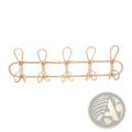 Natural-toned rattan 5 hook kids wall hanger organizer with five evenly spaced hooks for coats or bags