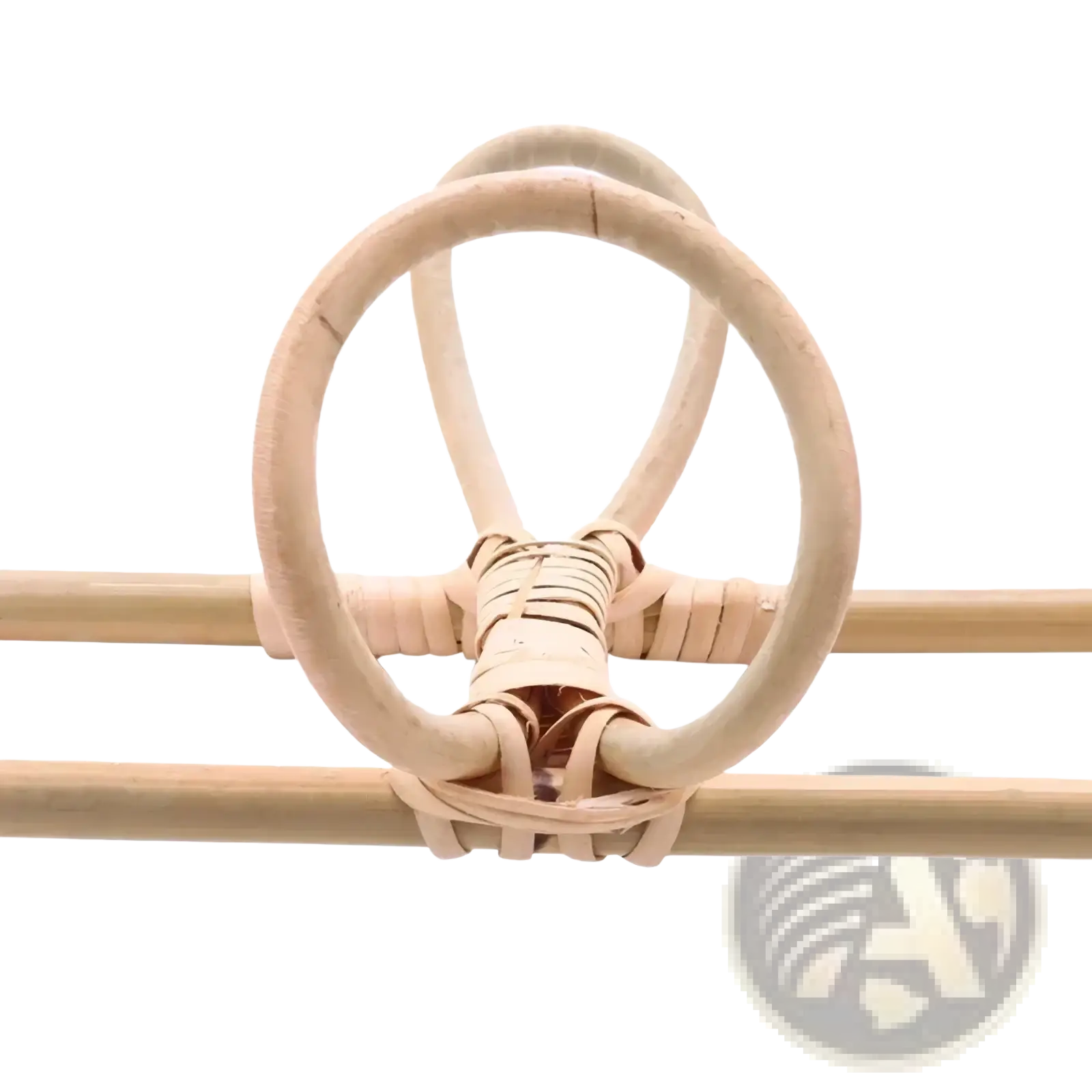 Natural-toned rattan 5 hook kids wall hanger organizer with woven detailing and minimalist bohemian design