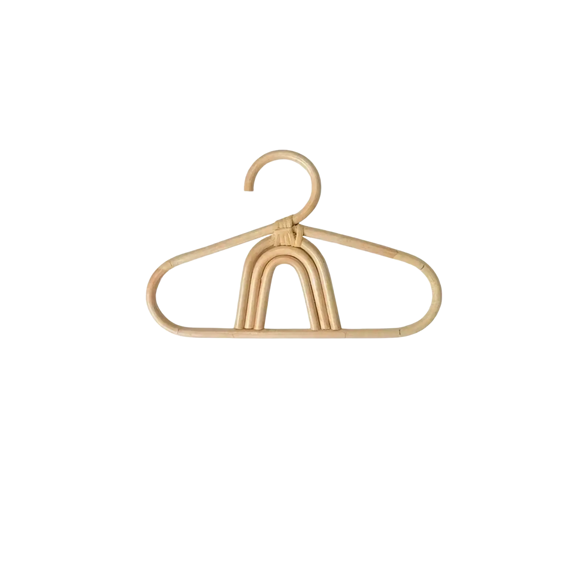 Beige rattan kids wall hook featuring a multi-slot arched design with a curved hook for clothing storage
