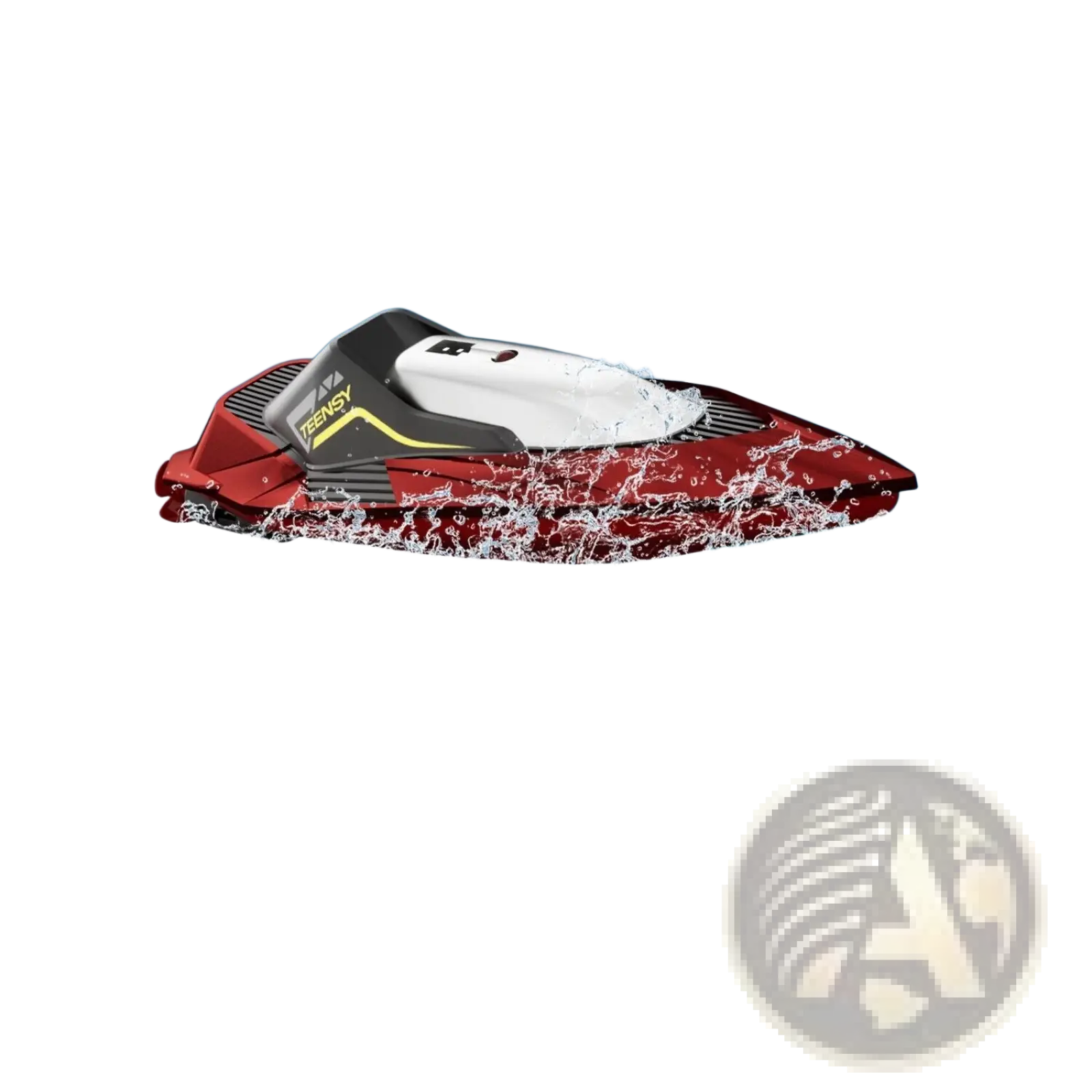 Red and black rc boat 4drc s5 fast racing speedboat with teensy branding and white accents for kids