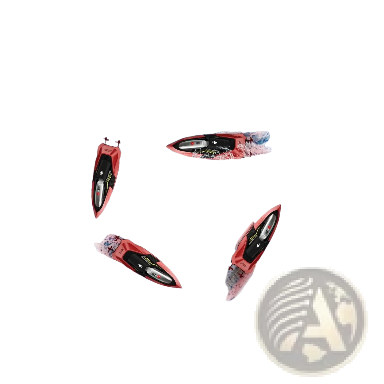 Red and black rc boat 4drc s5 fast racing speedboats with sleek aerodynamic designs in motion for kids