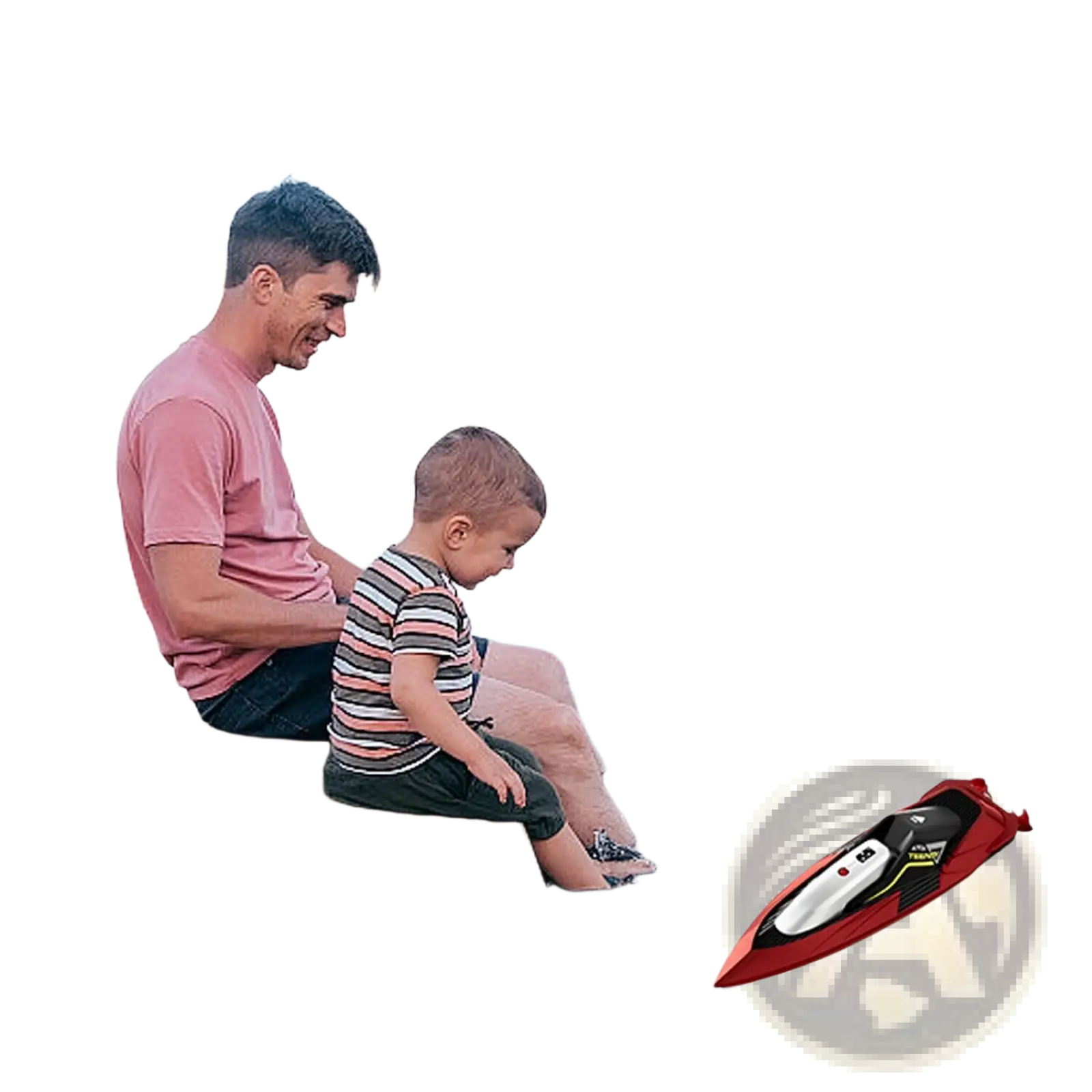 Red and black rc boat 4drc s5 fast racing speedboat with white accents gliding across water for kids