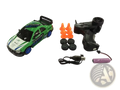 Green and white rc drift car with blue wheels black spoiler and excellence decals 4wd high speed remote control gtr toy
