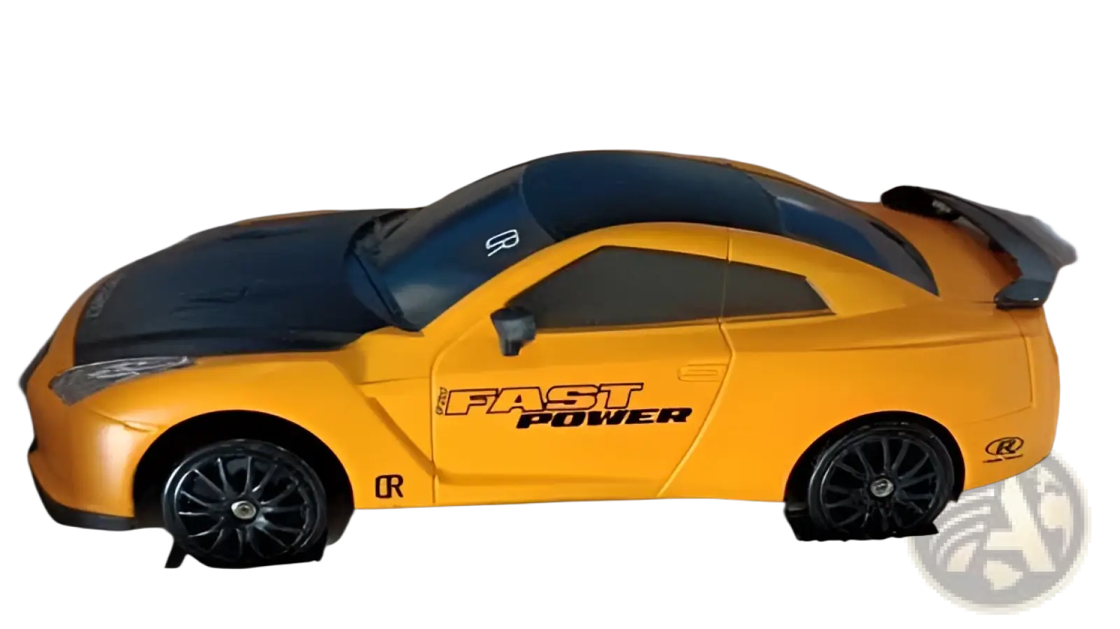 Yellow and black rc drift car 4wd high speed remote control gtr toy with fast power decals on the side