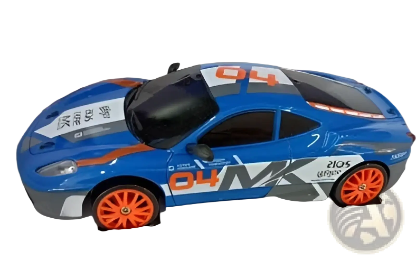 Rc drift car 4wd high speed remote control gtr toy blue and gray die-cast model with orange wheels and white decals