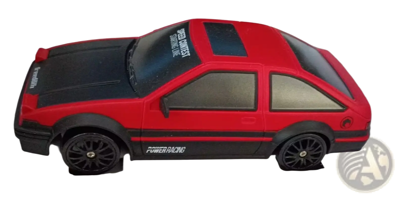 Red and black diecast Toyota AE86 Rc drift car with power racing decals 4wd high speed remote control GTR toy