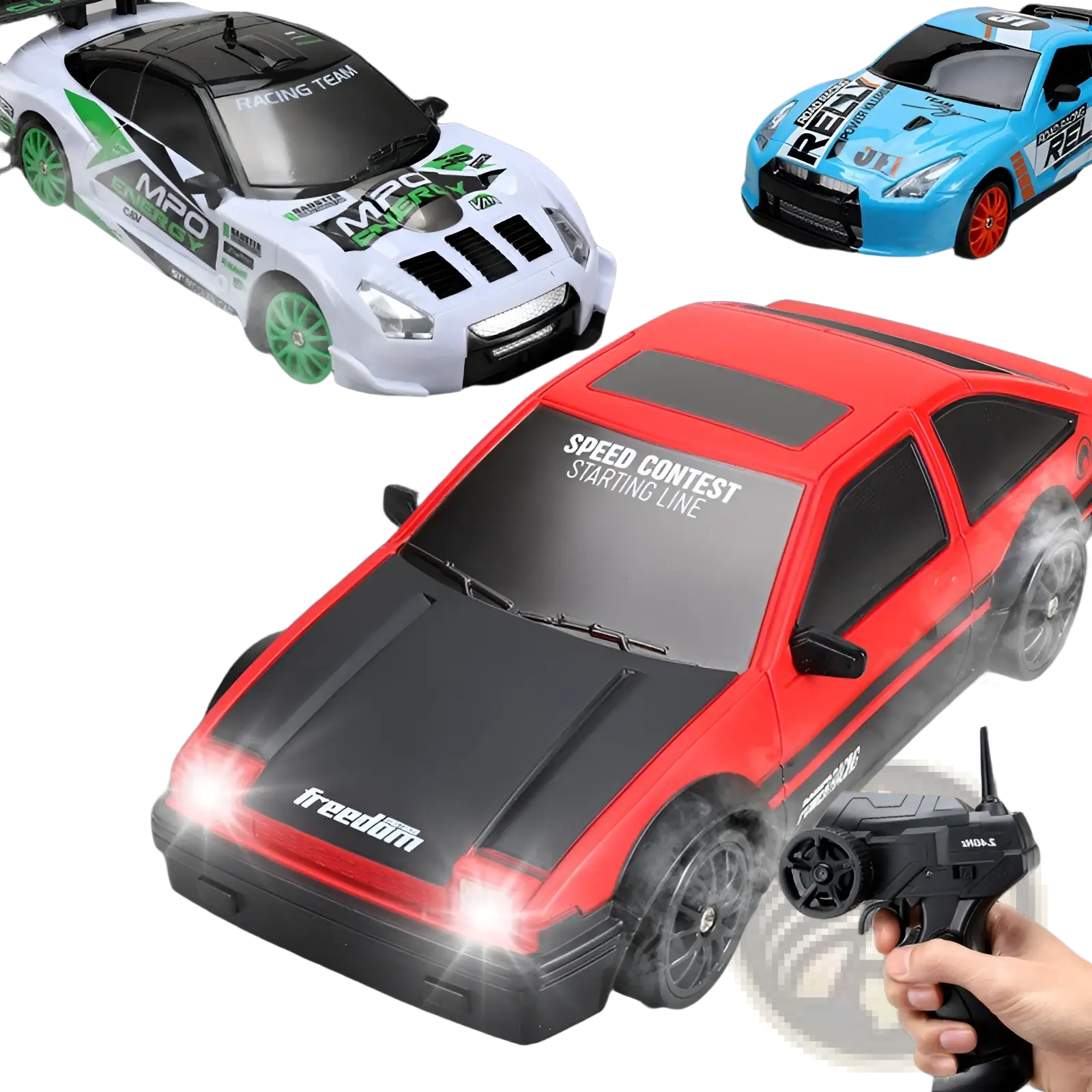 Red and black rc drift car 4wd high speed remote control gtr toy with freedom branding on the hood