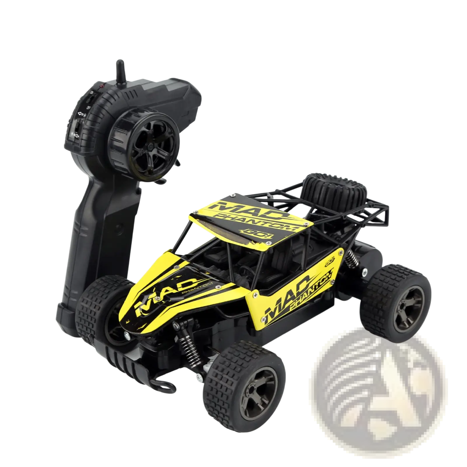Black and yellow RC drift car mad phantom off-road buggy 2.4g with durable body for all-terrain racing