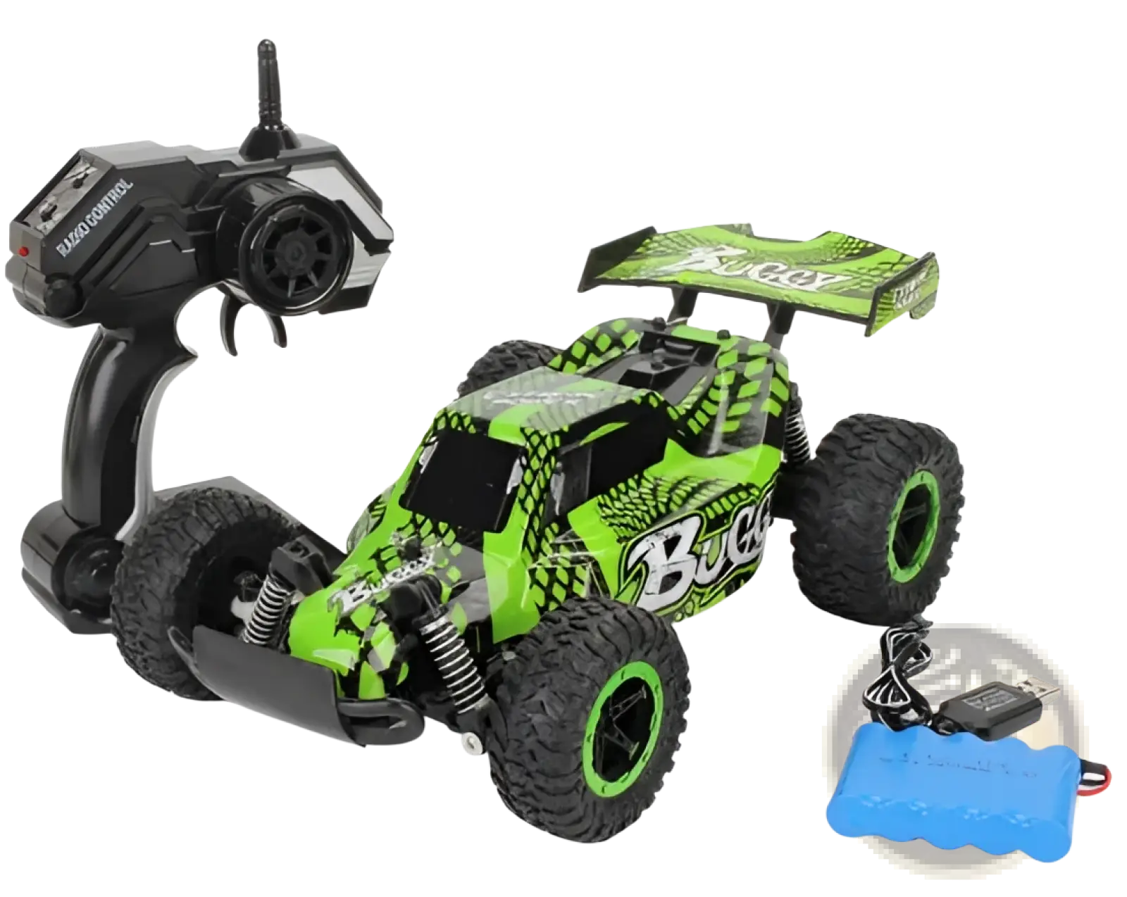 Green and black rc drift car mad phantom off-road buggy 2.4g with bold patterned design for rugged terrain use