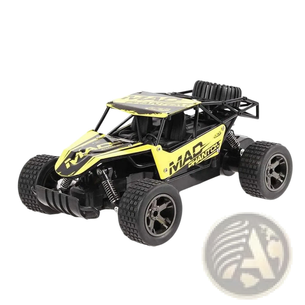 Yellow and black rc drift car mad phantom off-road buggy 2.4g with rugged monster truck design for off-road use