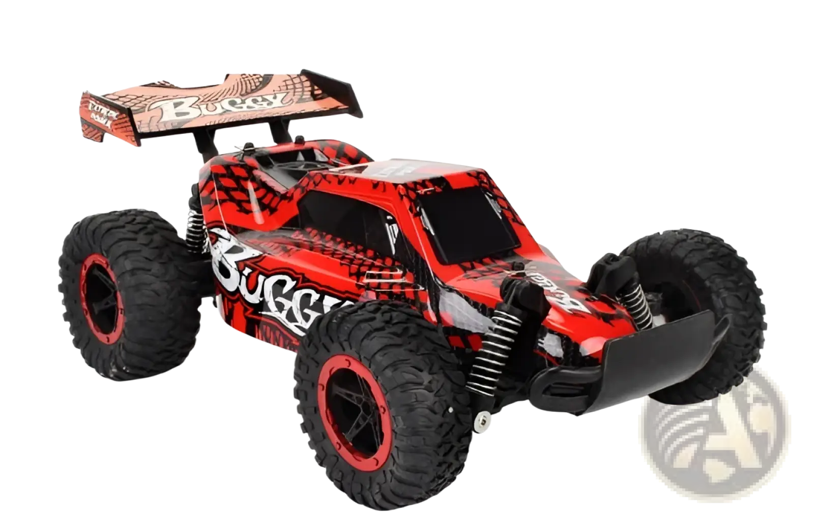 Rc drift car mad Phantom off-road buggy 2.4g in red and black with rugged tires bold buggy decals and sporty spoiler