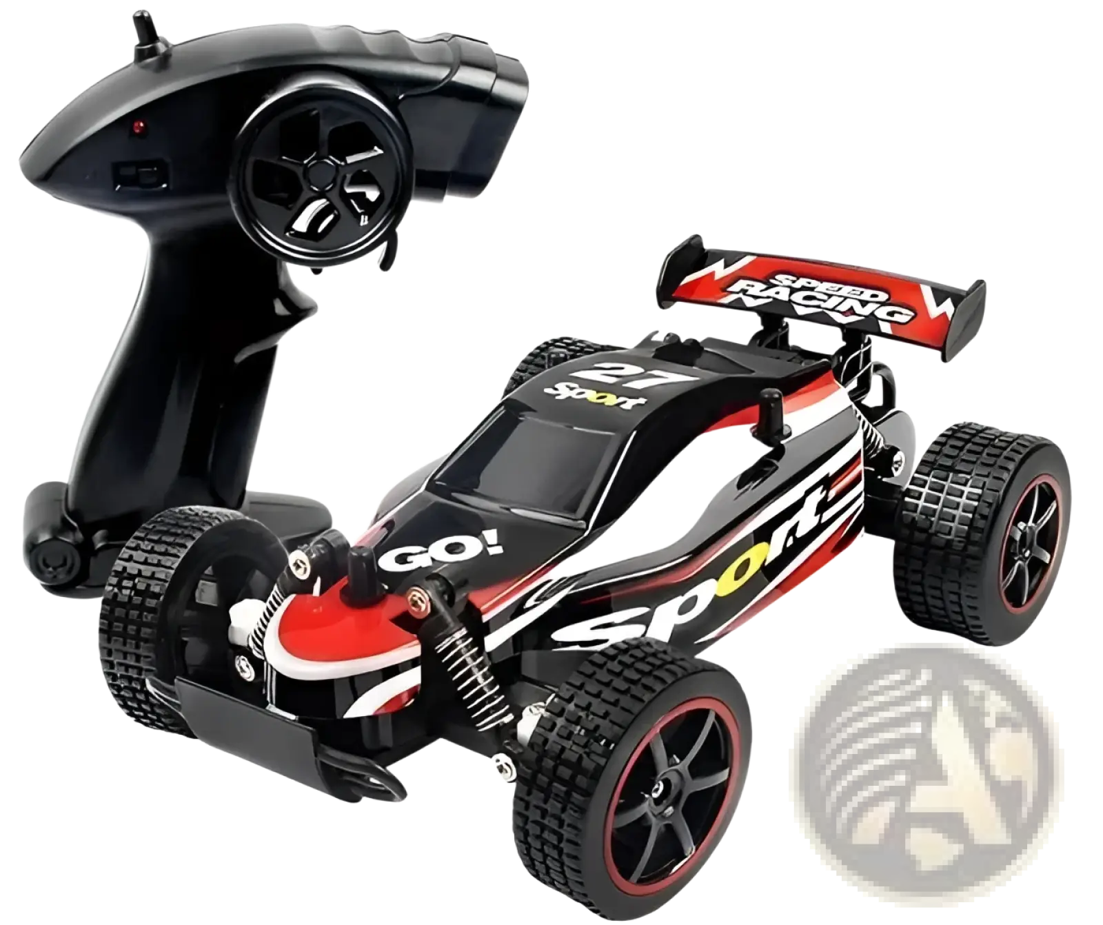 Rc drift car mad phantom off-road buggy 2.4g in black red and white with speed racing decals and matching black controller