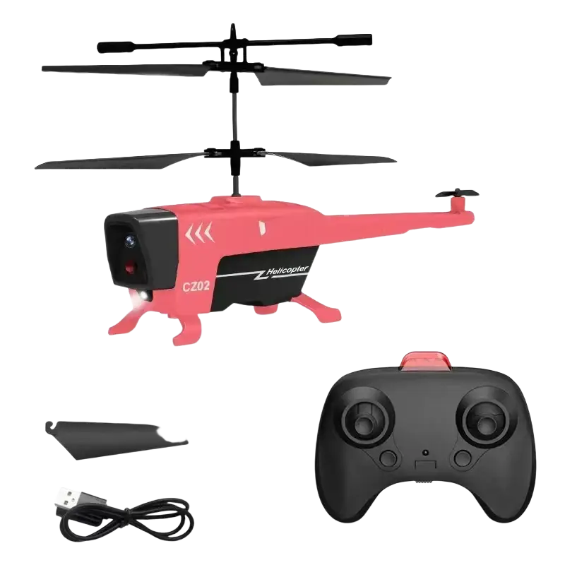 Pink and black 2.5ch rc helicopter model cz02 with obstacle avoidance feature for extended remote control flight time and charging time