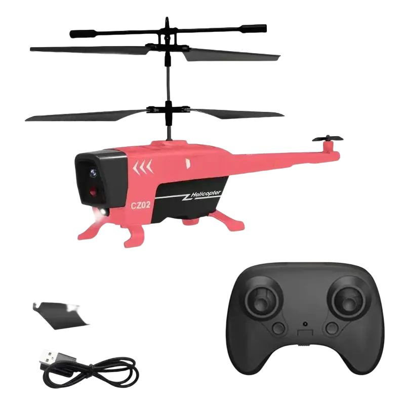 Pink and black 3.5ch remote control helicopter model cz02 with obstacle avoidance feature optimized for flight time and charging time