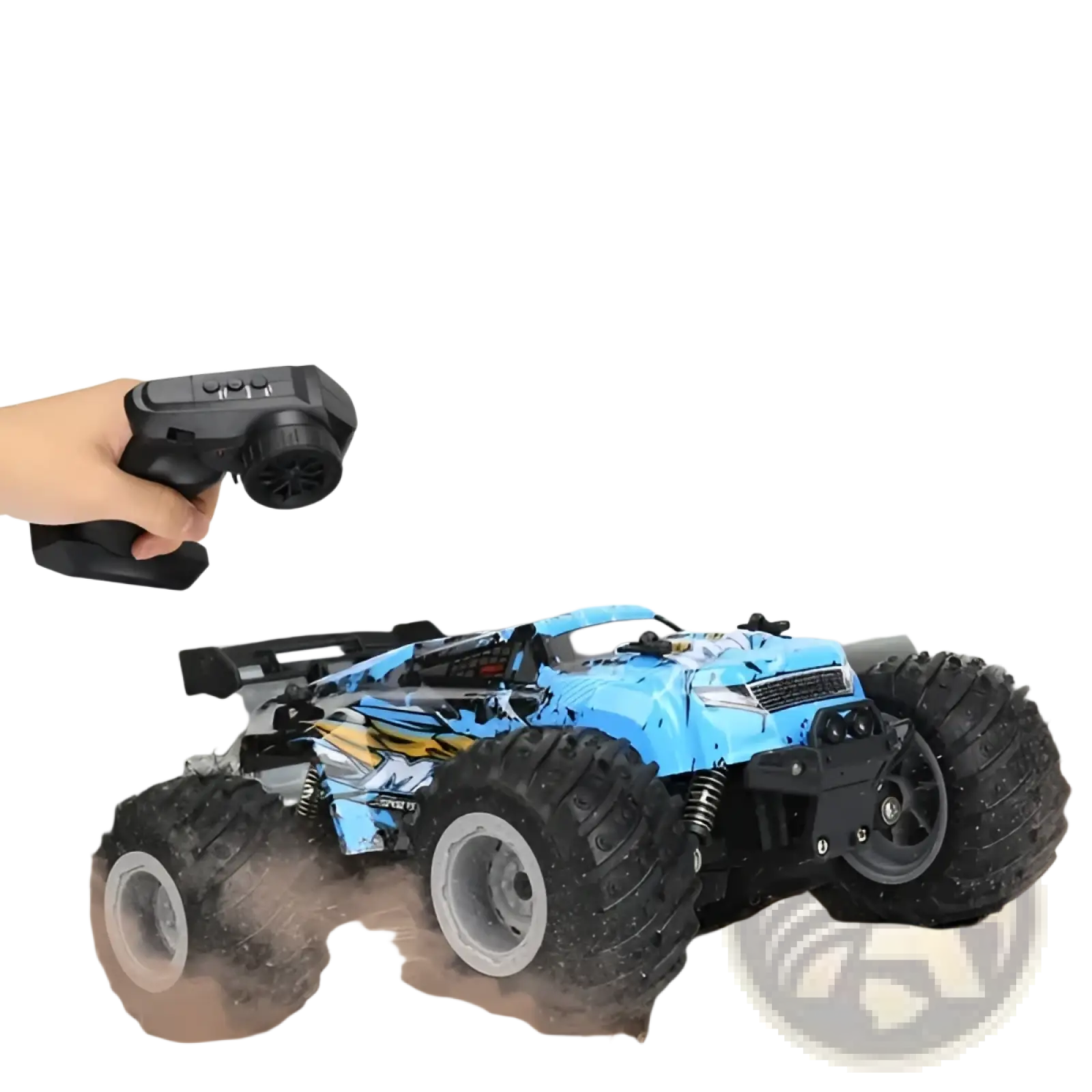 Blue and black rc monster truck high speed off road toy car with rugged tires and detailed body design