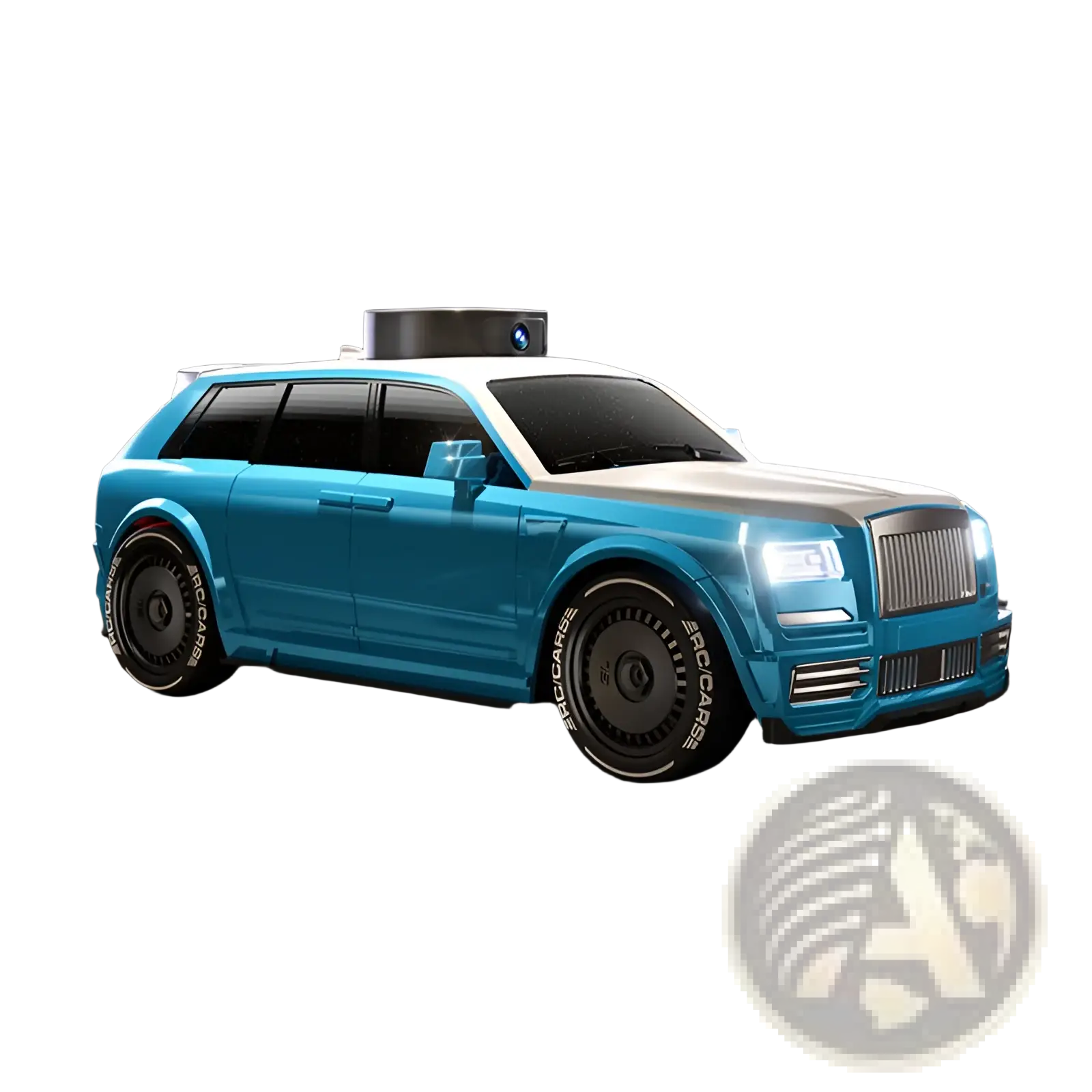 Rc suv with camera and 4.3 inch screen control featuring sleek turquoise and white textured paint finish and black rims