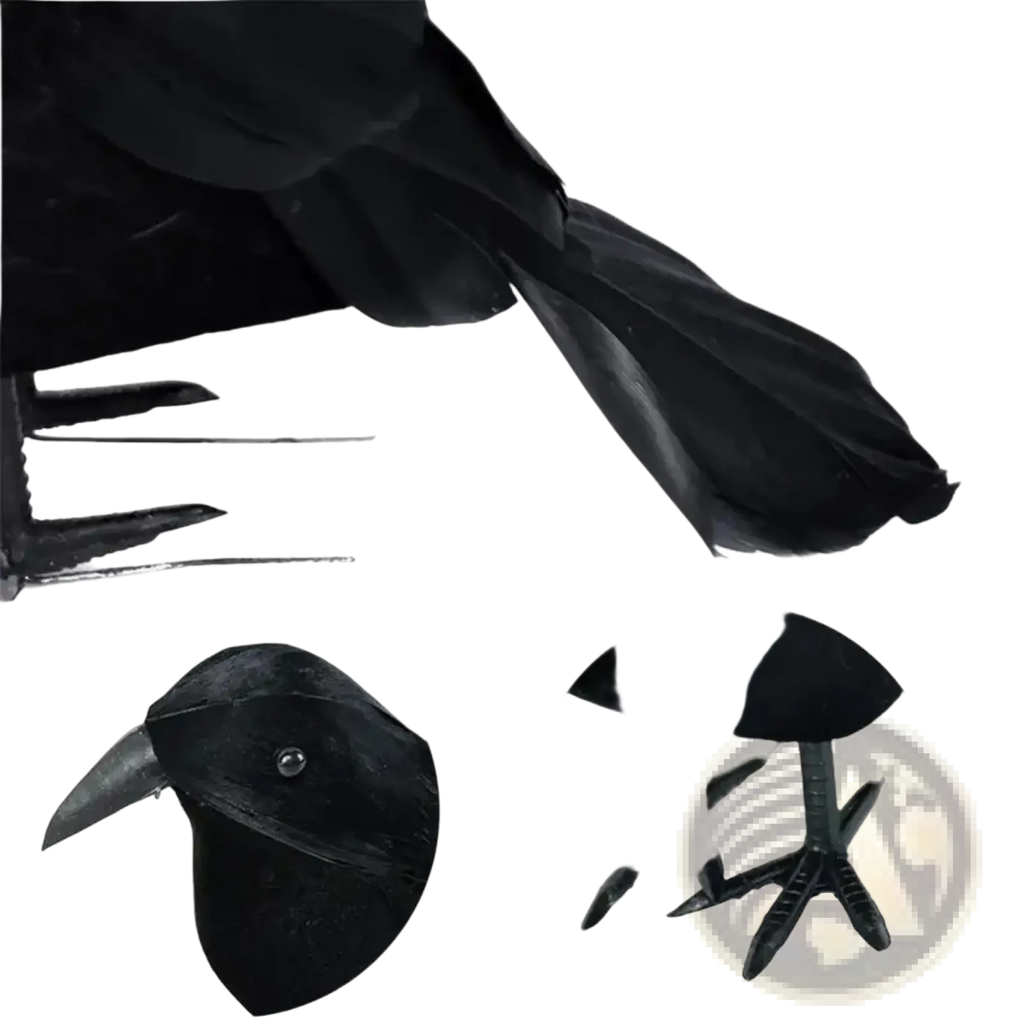 Realistic Halloween black crow decoration figurine with detailed feathers and a painted beak for spooky decor