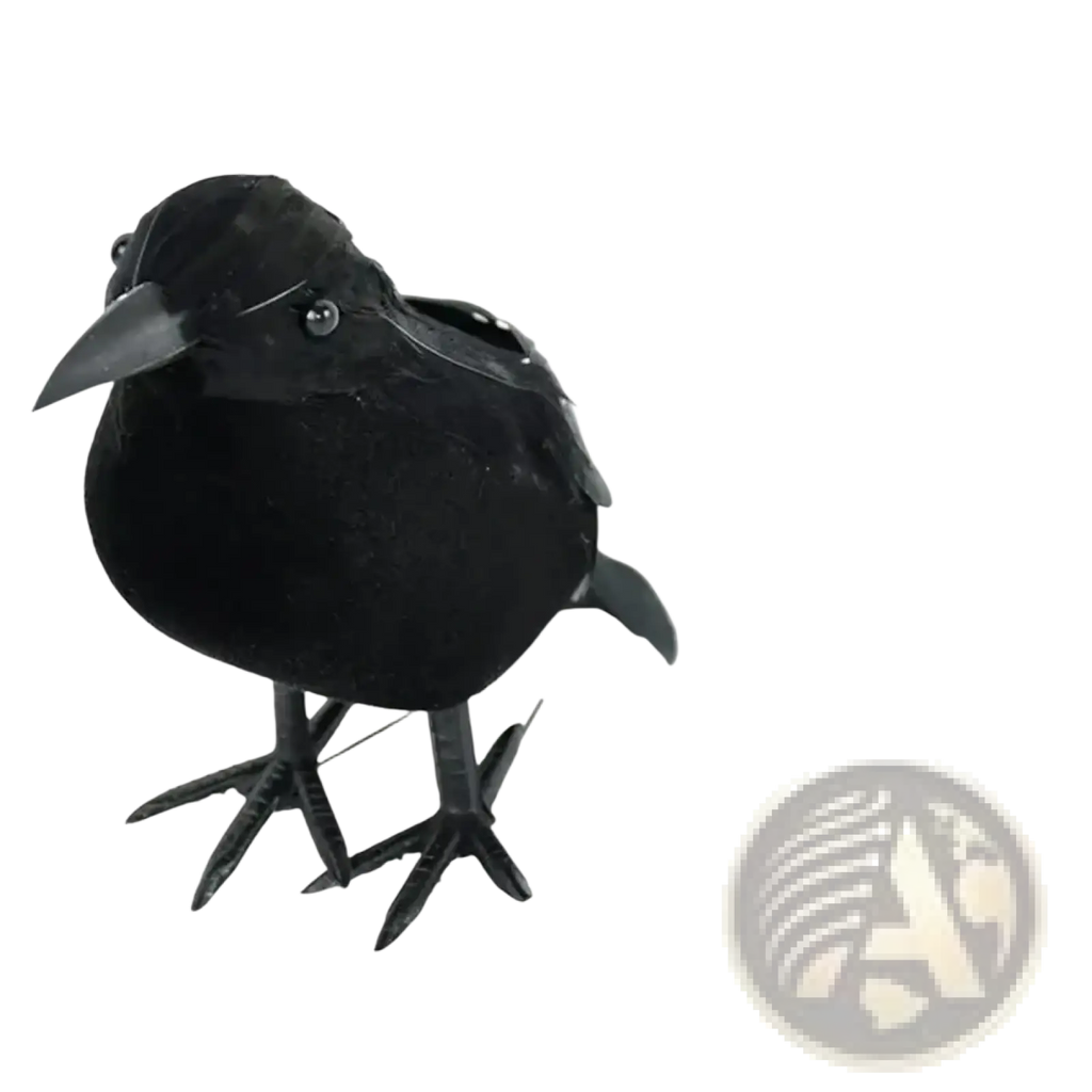 Realistic halloween black crow decoration made of black plastic for spooky seasonal home decor