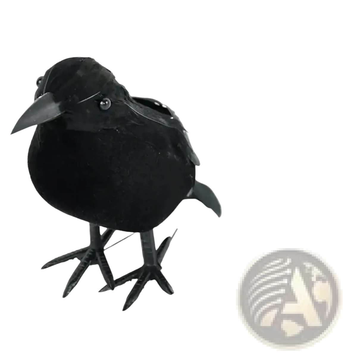 Realistic halloween black crow decoration made of black plastic for spooky seasonal home decor