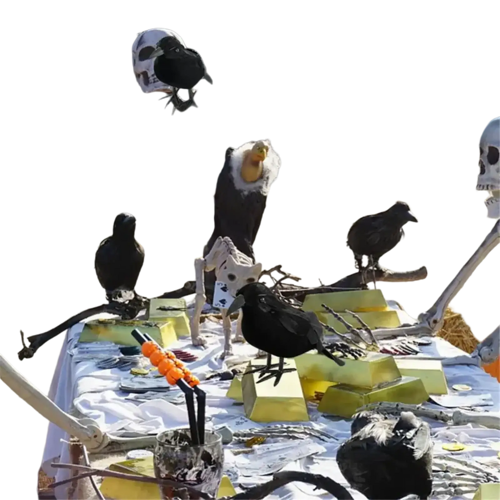 Realistic Halloween black crow decoration of glossy black plastic perched on a branch with detailed features