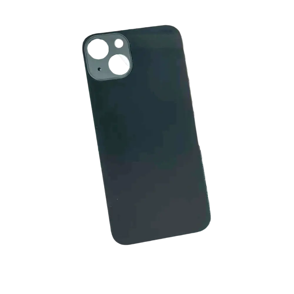 Black matte rear cover glass for iphone 13 replacement with sleek minimalist design and glass big camera cutout