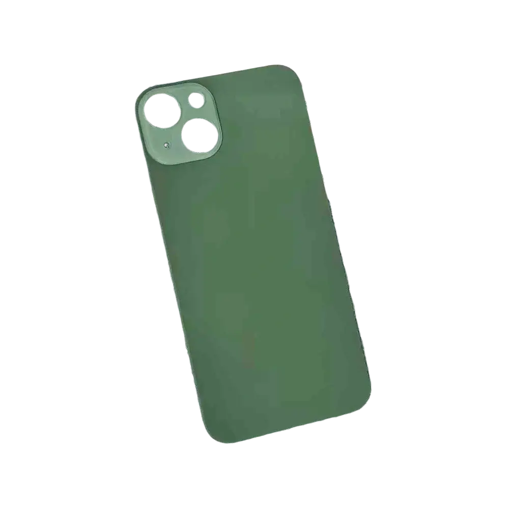 Olive green matte rear cover glass for iphone 13 with cutout for glass big camera dual lenses replacement housing
