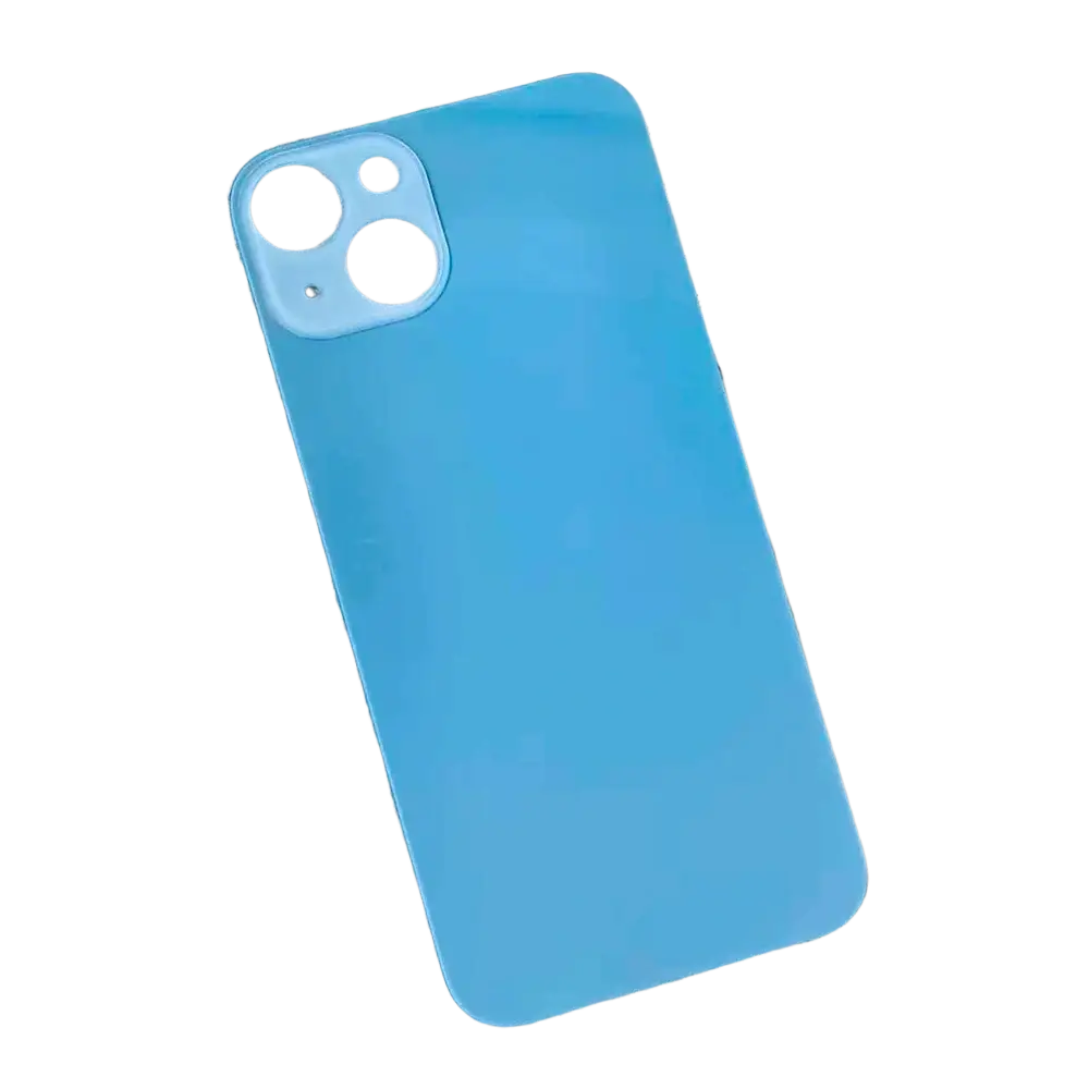Rear cover glass iphone 13 replacement back housing in sleek solid blue silicone with glass big camera cutouts