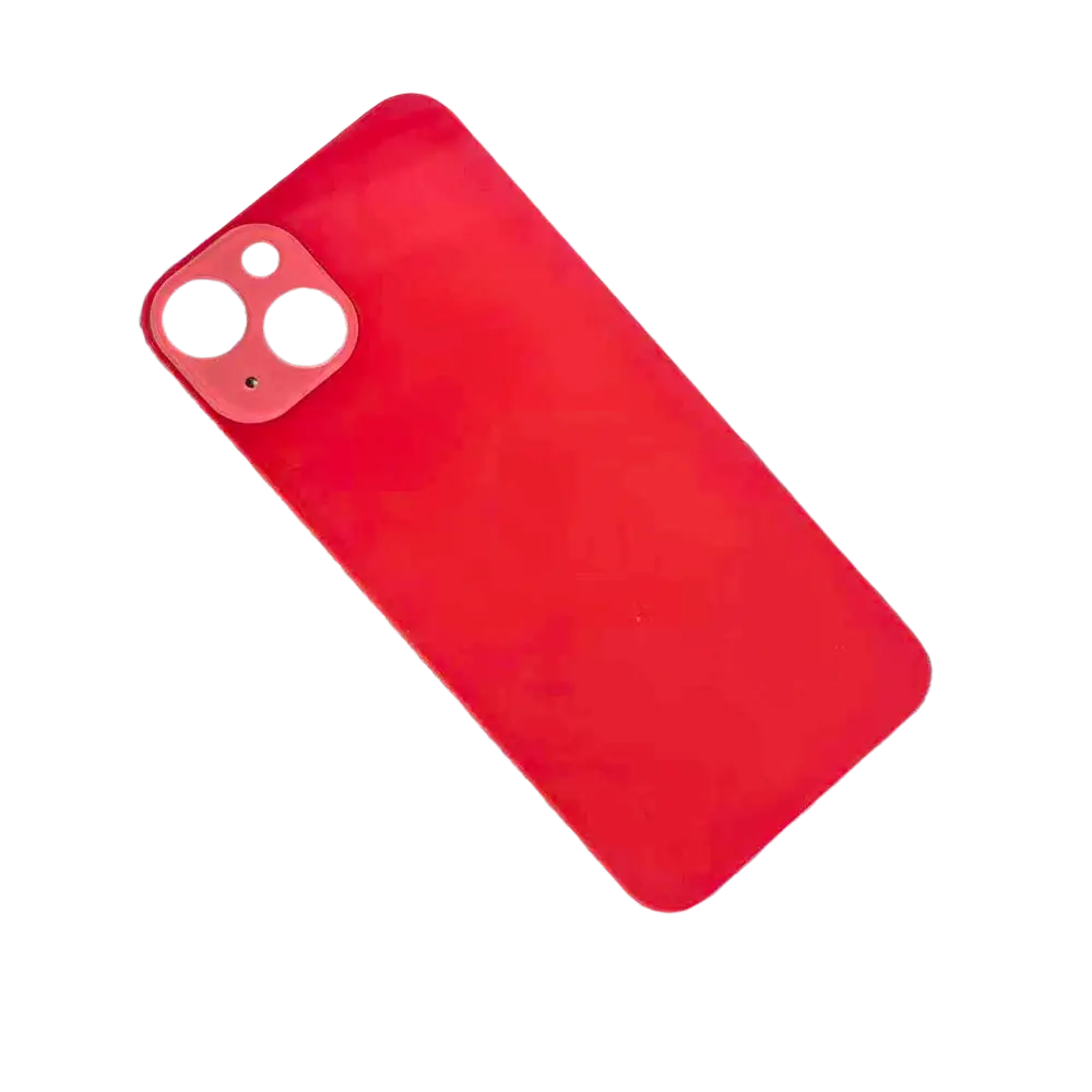 Vibrant red rear cover glass iphone 13 replacement back housing with smooth matte silicone and glass big camera cutouts